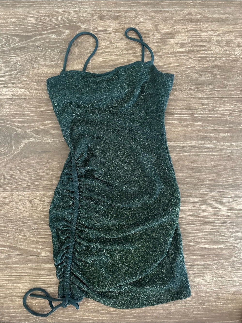 Windsor Emerald Sparkle Ruched Mini Dress